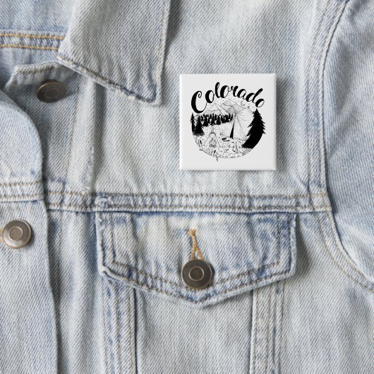 Colorado Mountain Camping Tinte Zeichnend Button (Beispiel)