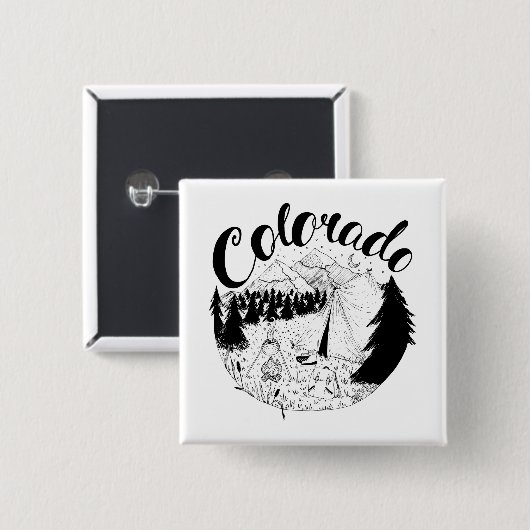 Colorado Mountain Camping Tinte Zeichnend Button (Vorne & Hinten)