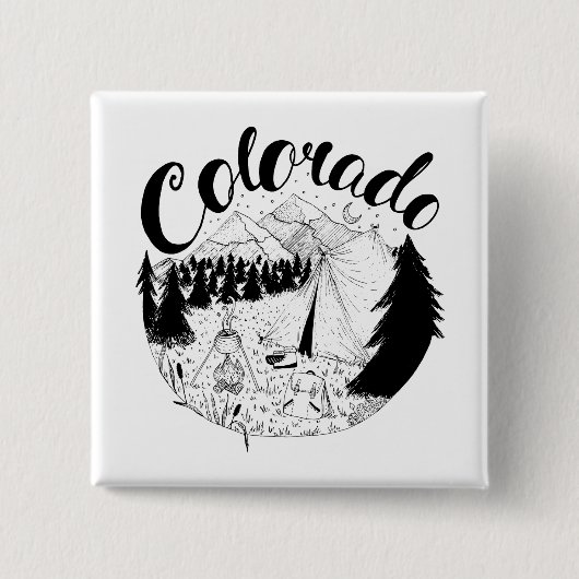 Colorado Mountain Camping Tinte Zeichnend Button (Vorderseite)