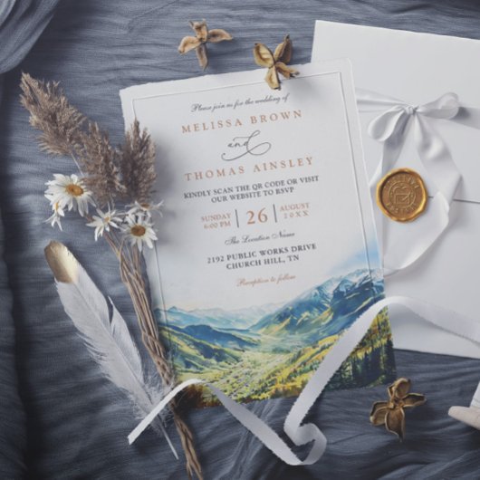 Colorado Mountain Destination QR Code Wedding Einladung