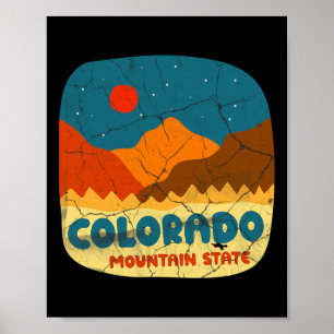 Colorado Mountain State Rocky Mountains Retro T-Sh Poster