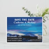 Colorado Mountain Wedding Travel QR Code Save The Date (Stehend Vorderseite)