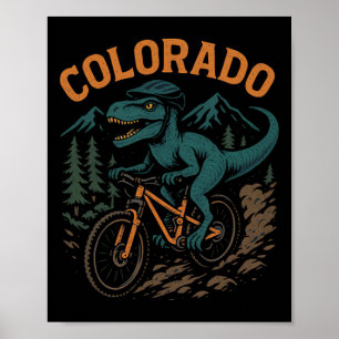 Colorado Mountainbike T-rex Dinosaur Lustig Radfah Poster