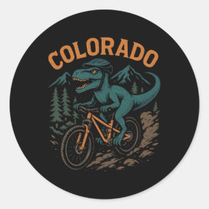Colorado Mountainbiken T-Rex Dinosaur Lustig Fahrr Runder Aufkleber