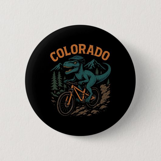 Colorado Mountainbiken T-Rex Dinosaur Lustig Radfa Button (Vorderseite)