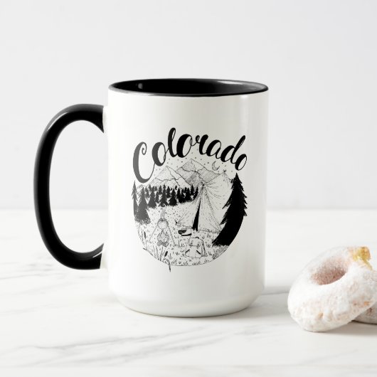 Colorado Mountains Ink Zeichnend Tasse (Mit Donut)