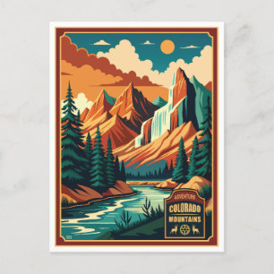 Colorado Mountains Retro Farben Feiertagspostkarte