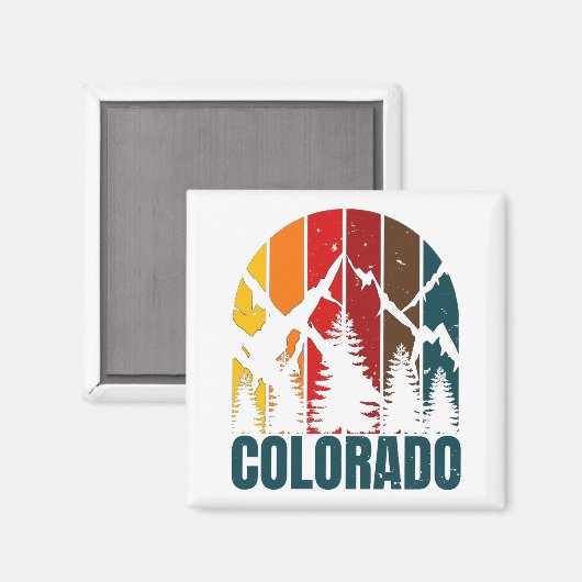 Colorado Mountains Retro Magnet (Vorderseite/Rückseite)
