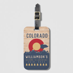 Colorado Mountains Vintage Co Flag Holz Gepäckanhänger