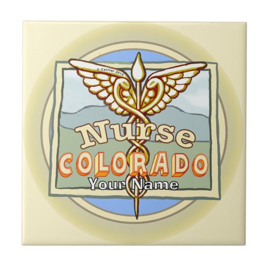 Colorado Nurse Caduceus Fliese (Vorderseite)