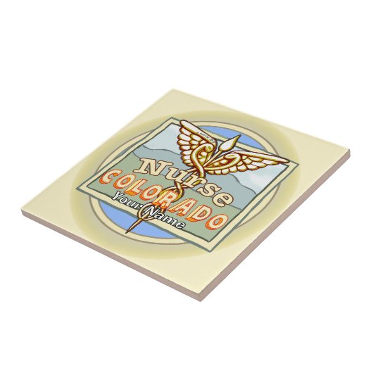 Colorado Nurse Caduceus  Fliese (Seite)