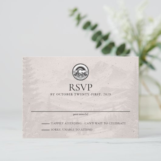 Colorado Passport Wedding RSVP Card (Stehend Vorderseite)