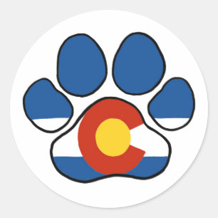Colorado Paw Round Sticker