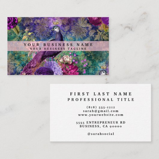 Colorado Peacock Business Cards Visitenkarte (Vorne/Hinten)