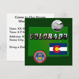 Colorado Picture Text, Flag, Siegel, Quarter, Kart Einladung