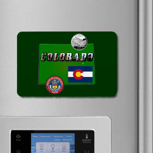 Colorado Picture Text, Flag, Siegel, Quarter, Kart Magnet