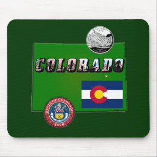Colorado Picture Text, Flag, Siegel, Quarter, Kart Mousepad