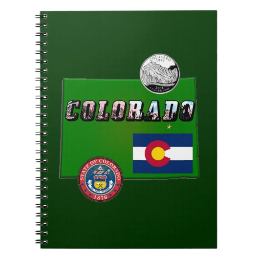 Colorado Picture Text, Flag, Siegel, Quarter, Kart Notizblock (Vorderseite)