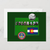 Colorado Picture Text, Flag, Siegel, Quarter, Kart Postkarte (Vorne/Hinten)