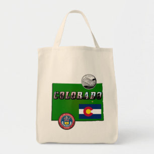 Colorado Picture Text, Flag, Siegel, Quarter, Kart Tragetasche
