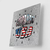 Colorado Picture und USA Text Quadratische Wanduhr (Winkel)