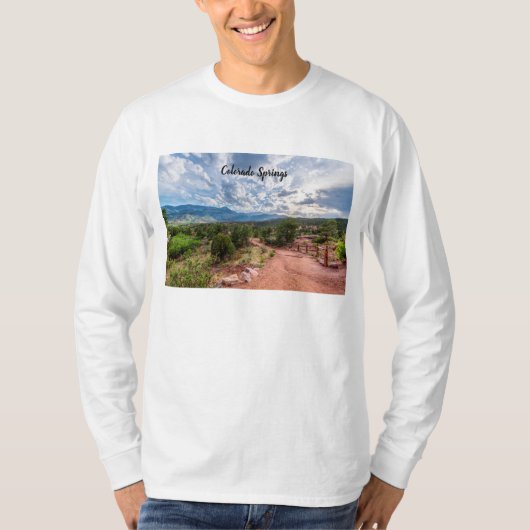 Colorado Pikes Peak Abend Wanderung Langschläfchen T-Shirt (Vorderseite)