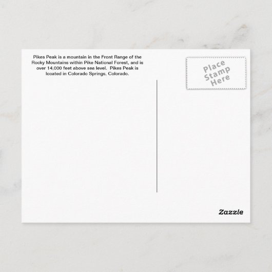 Colorado Postkarte (Rückseite)