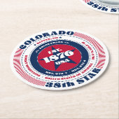 Colorado Red White Blue Typografie Runder Pappuntersetzer (Angewinkelt)