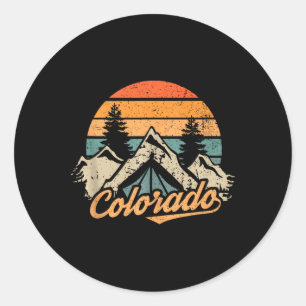 Colorado - Retro Vintage Berge Natur Wandern C Runder Aufkleber