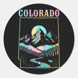 Colorado Retro Vintage Gebirgsstaats Karte Reise Runder Aufkleber