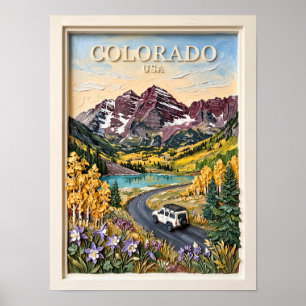 Colorado Roadtrip - Vintage Rocky Mountain Reise Poster