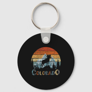 Colorado Rocky Mountains Retro-Skiurlaub Camping Schlüsselanhänger