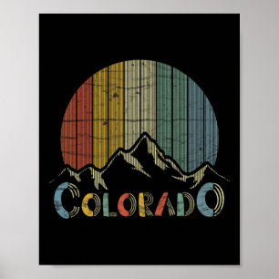 Colorado Rocky Mountains Retro-T-Shirt Skifahren C Poster