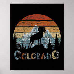Colorado Rocky Mountains Retro T-Shirt Skifahren C Poster