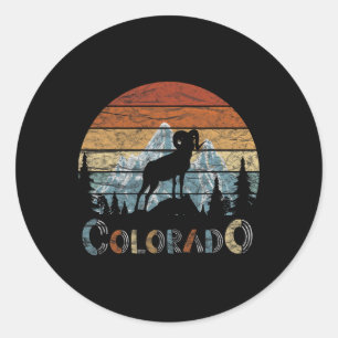 Colorado Rocky Mountains Retro T-Shirt Skifahren C Runder Aufkleber
