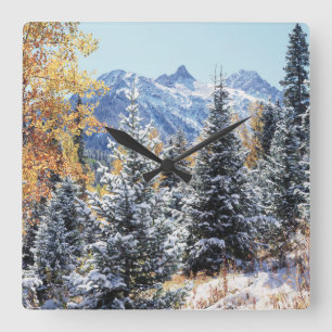 Colorado, San Juan Mountains, erster Schnee Quadratische Wanduhr