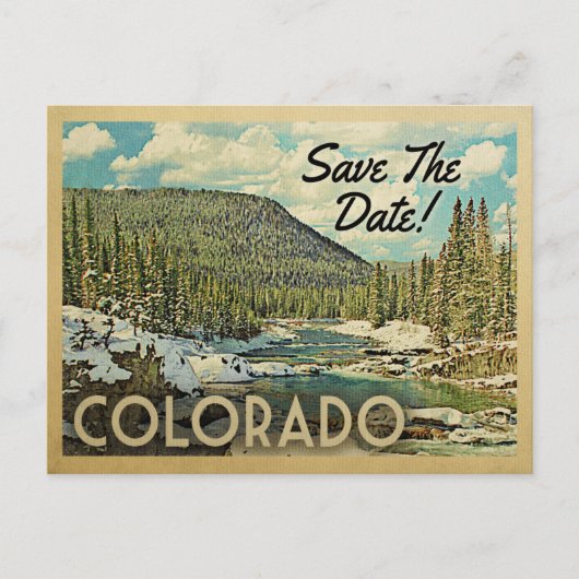 Colorado Save the Date Mountain River Snow Ankündigungspostkarte (Vorderseite)