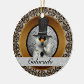 Colorado-Schneemann-Weihnachtsverzierung Keramik Ornament (Links)