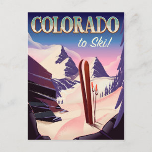 Colorado Ski-Druck - USA Vintage-Ski-Sportplakat Postkarte