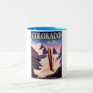 Colorado-Ski-Druck - USA Vintage-Ski-Sportplakat Zweifarbige Tasse