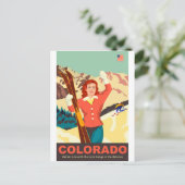 Colorado Ski Girl Postkarte (Stehend Vorderseite)