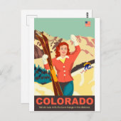Colorado Ski Girl Postkarte (Vorne/Hinten)