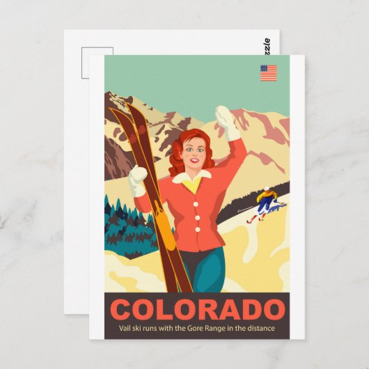 Colorado Ski Girl Postkarte (Vorne/Hinten)