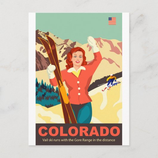 Colorado-Ski-Mädchen Postkarte (Vorderseite)