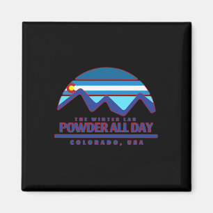 Colorado Ski Mountain Snowboarden Rocky Powder Magnet