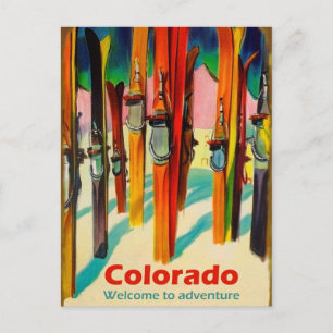 Colorado Skifahren im Schnee, Vintage-Reisepostkar Postkarte