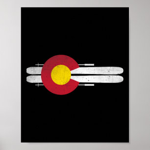 Colorado Skifahren Shirt Colorado Flag Skis Mens W Poster