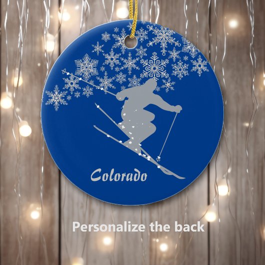 Colorado Snowflake Skier Personalisiert Keramik Ornament