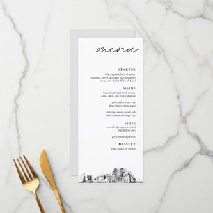 Colorado Spring Skyline Modernes Menü für Hochzeit Menükarte