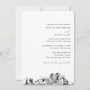 Colorado Spring Wedding Elegante Skyline Einladung